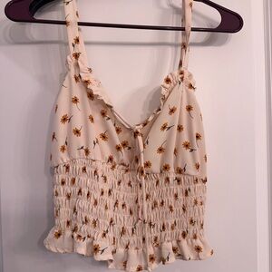 Floral Cream Ruffle Top